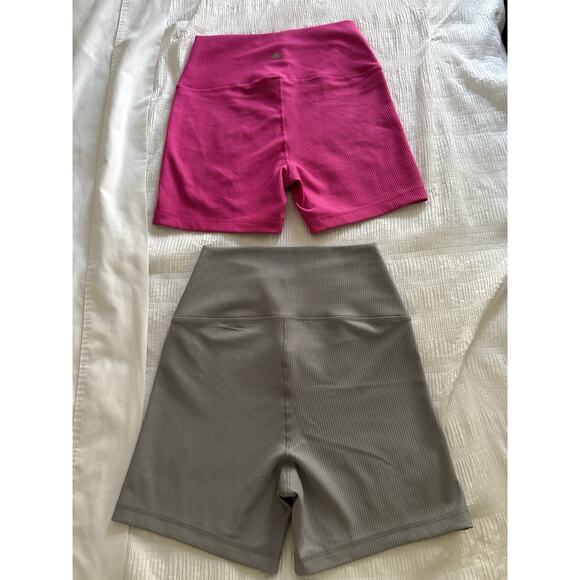 Lot of 2 Biker Shorts Pink Gray 90 Degree Reflex Rib Interlink Everyday 5" Large - Picture 9 of 11